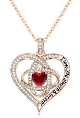 Scarlet Rose Heart Pendant Necklace
