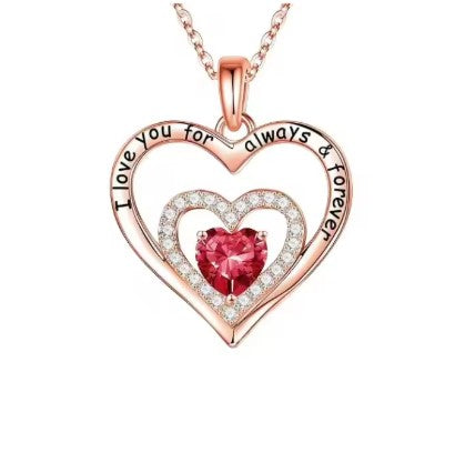 Scarlet Rose Heart Pendant Necklace